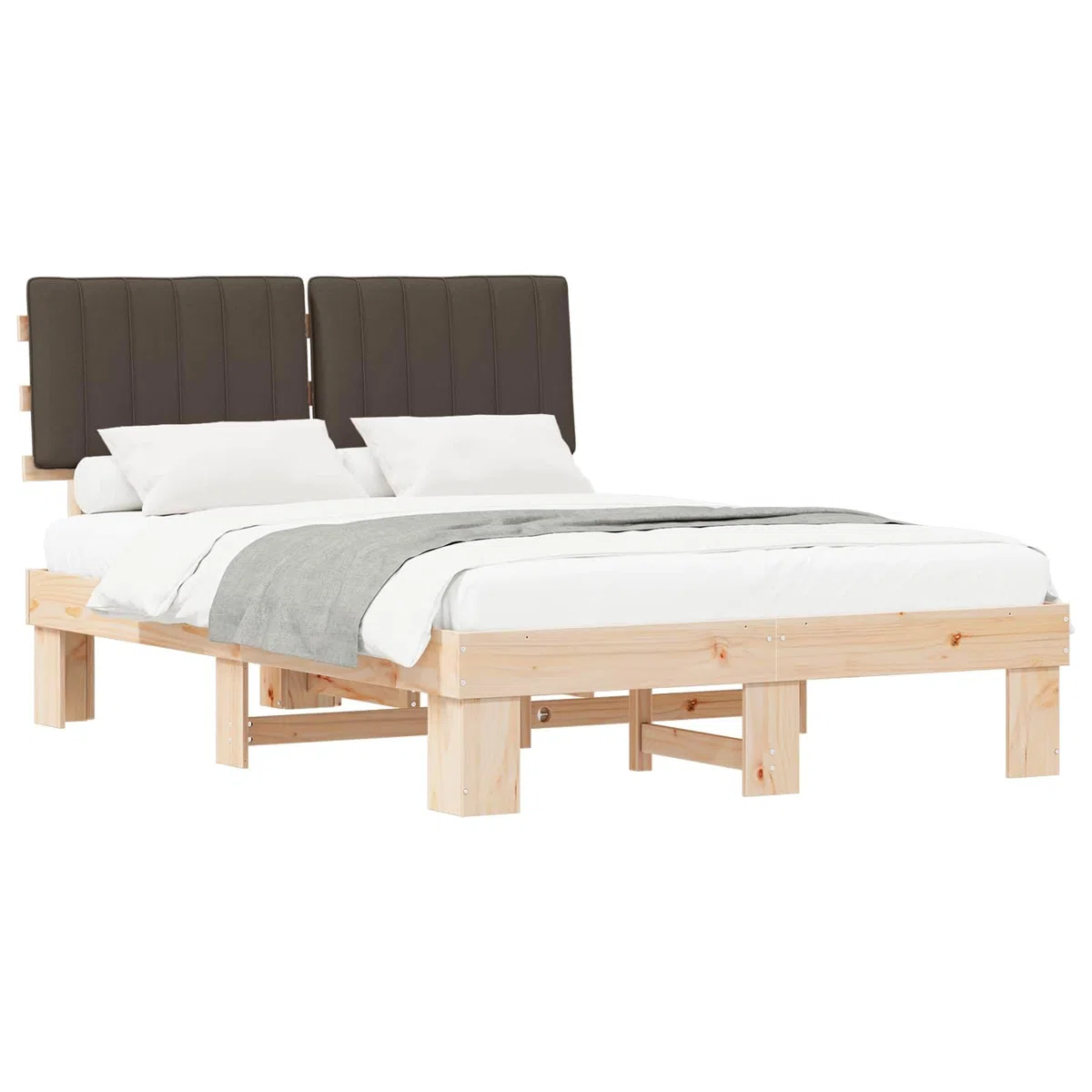 Z litego drewna sosnowego tapicerowane nowoczesne 135 x 190 cm Ciemnoszary