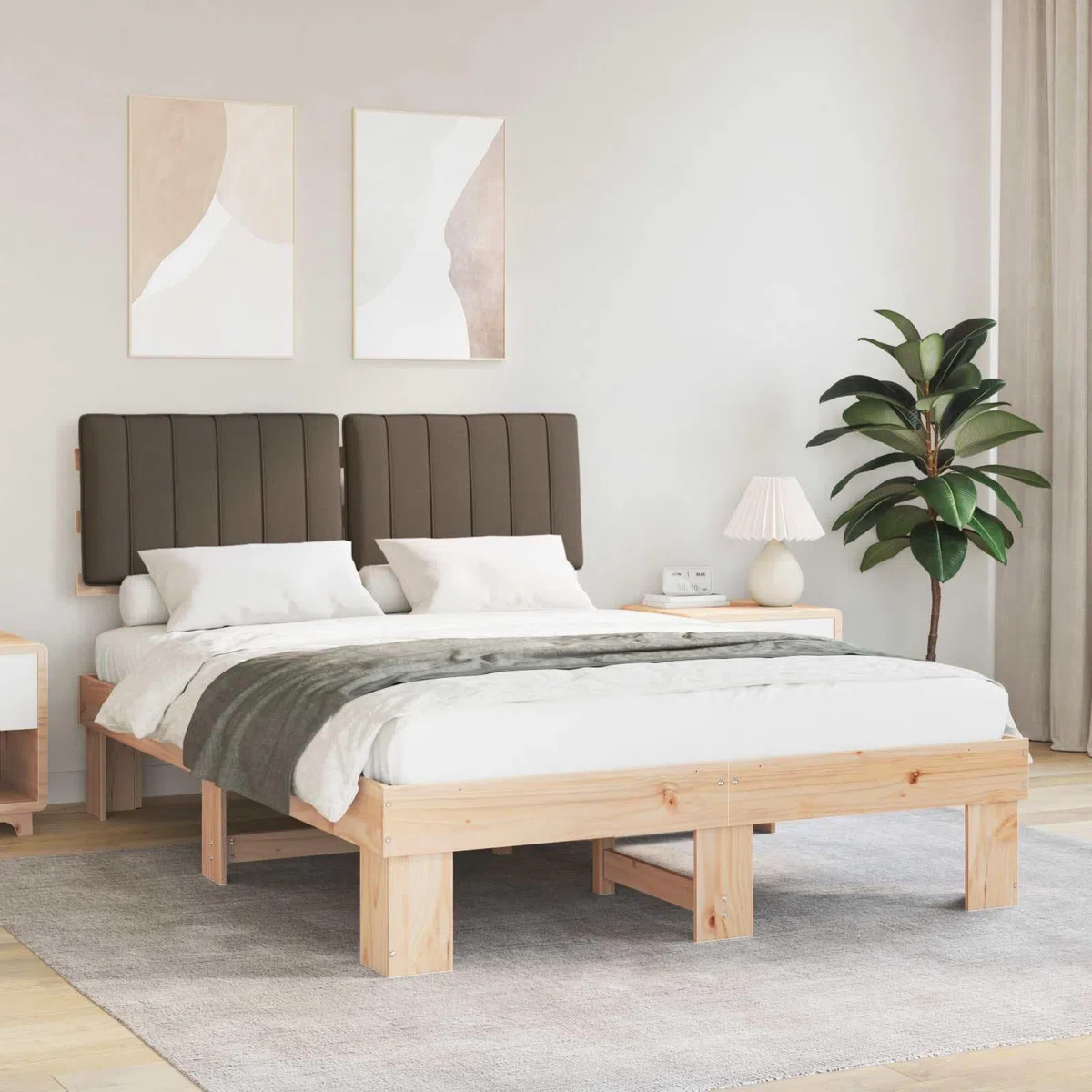 Z litego drewna sosnowego tapicerowane nowoczesne 135 x 190 cm Ciemnoszary